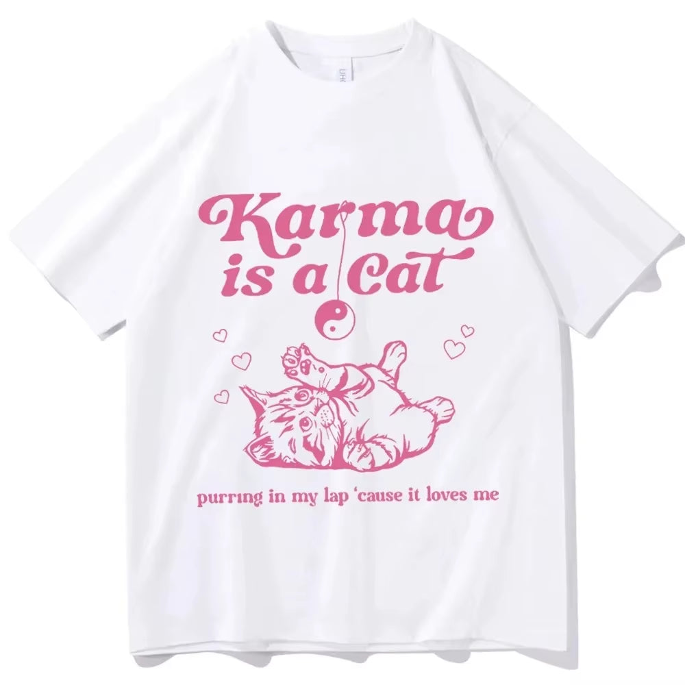 Unleash Your Inner Fan with the Karma Is a Cat Taylor Swift Music Tour 2024 Short Sleeve T-Shirt for Men!