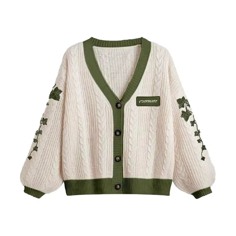 Evermore Cardigan Taylor Version Green Vine Embroidered Vintage Outfit