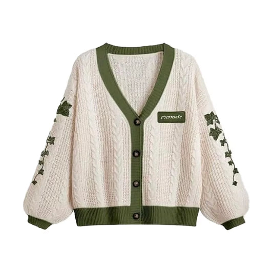 Evermore Cardigan Taylor Version Green Vine Embroidered Vintage Outfit